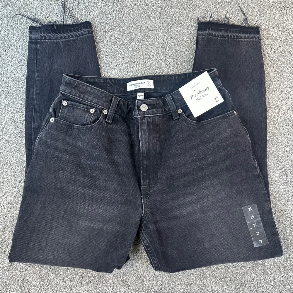 Abercrombie & Fitch Curve Love The Skinny High Rise Jeans Washed Black 29 8R NWT